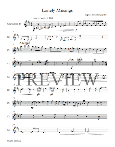lonely musings sheet music